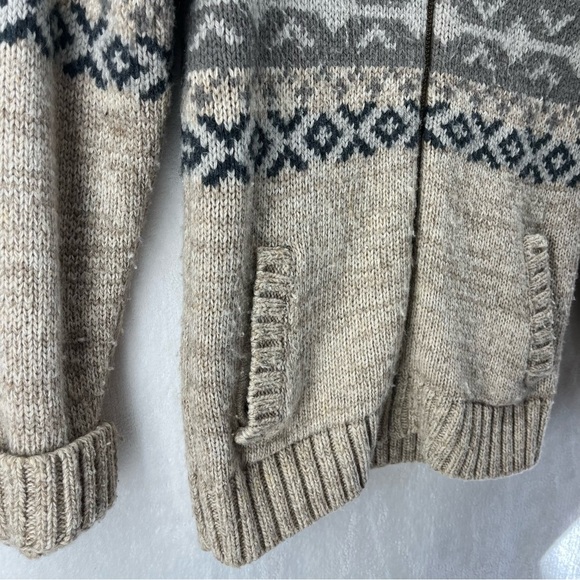 Vtg Beaver Canoe Fair Isle Wool Blend Cardigan Sweater Men XS/Women Med Outdoor - Picture 4 of 8